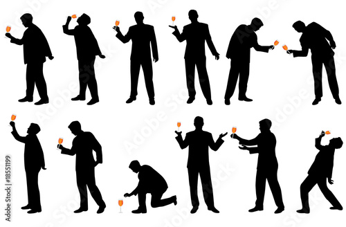 man with glass drinking silhouettes