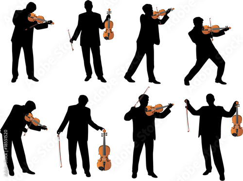 violin player vector silhouette