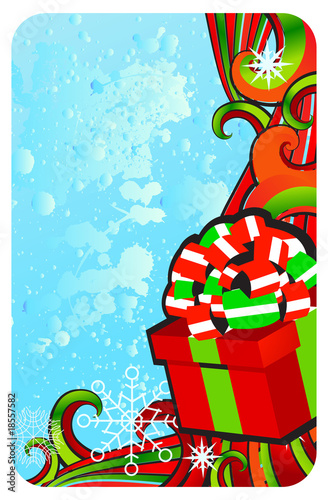 vector christmas background with a gift box on it