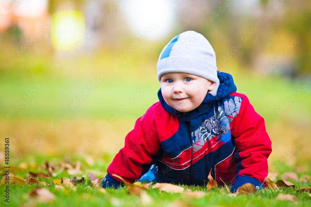 Happy little boy lying on the green grass. Happy little boy lying on the green grass.