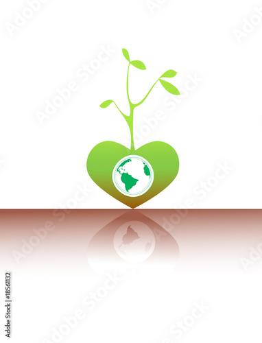 mundo en una semilla verde