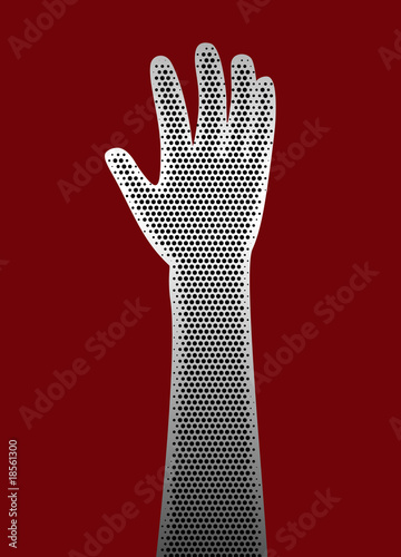 Perforated metal hand, vector