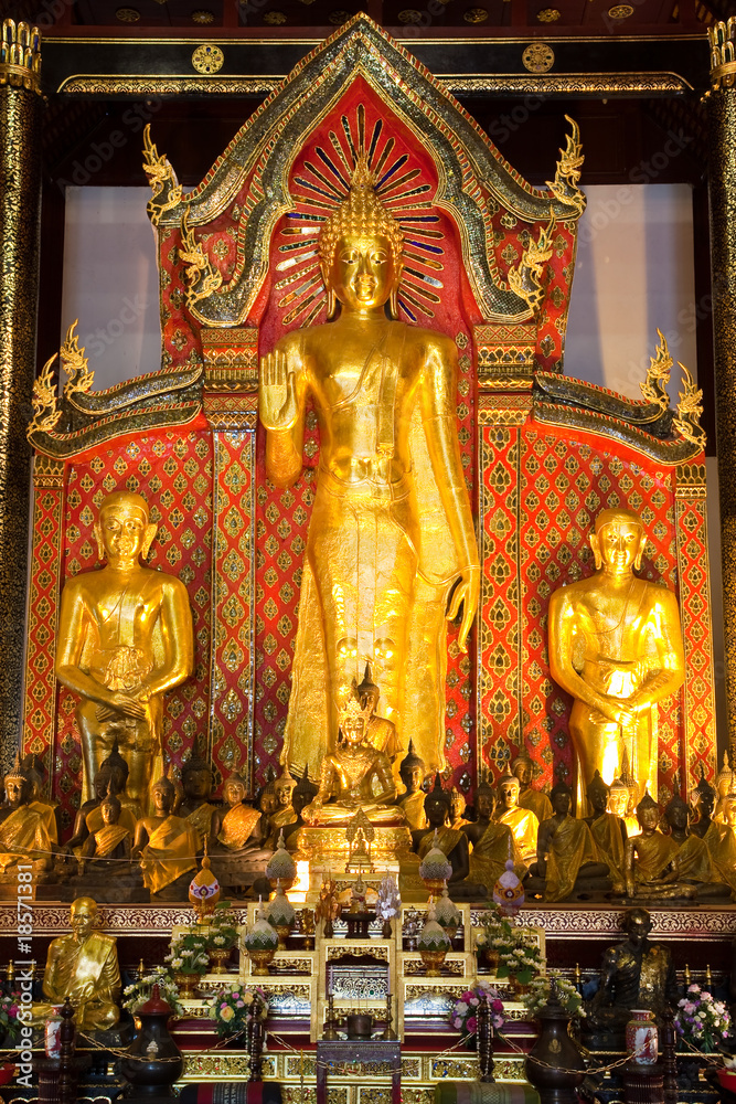Buddha image in Thailand, Wat Jedi Lanng, Chiang Mai, Thailand
