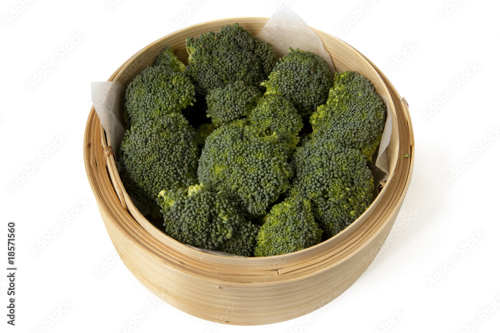 Broccoli in Bamboo Steamer Broccoli in Bamboo Steamer
