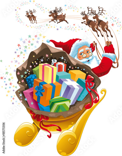 Santa Claus with gift.