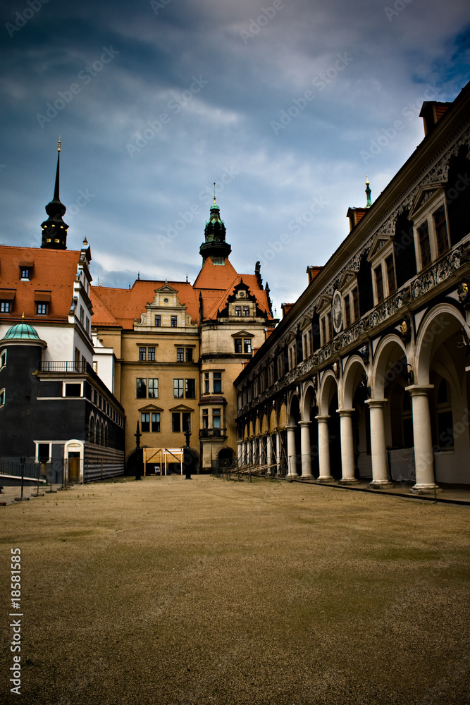 Empty street in the old center of Dresden