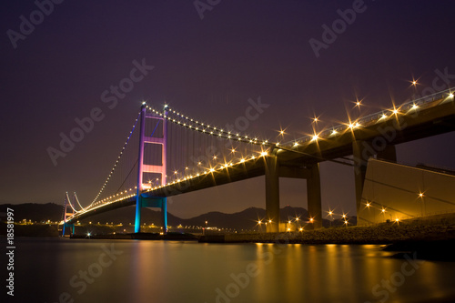 Tsing Ma Bridge night view © leungchopan