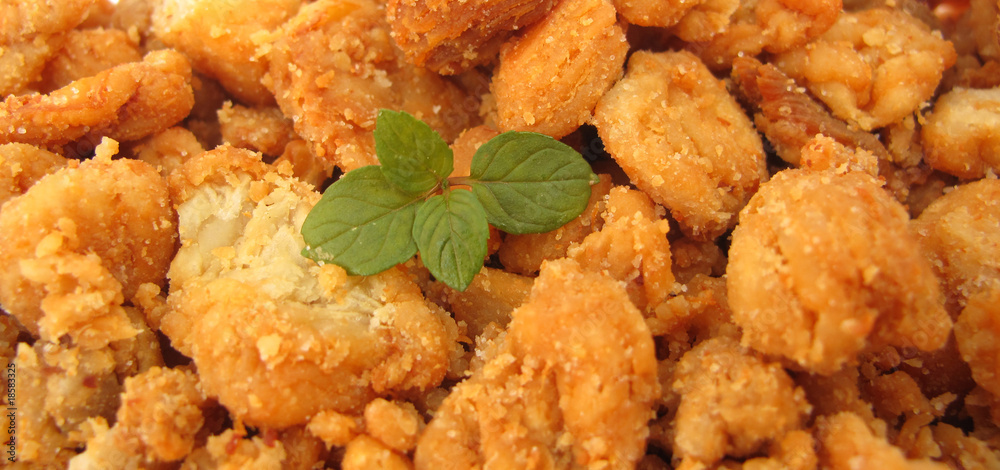 Fried fat slices pork scratchings called cvarci Fried fat slices pork scratchings called cvarci