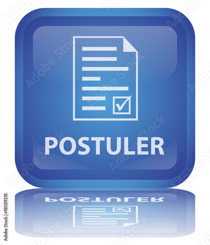 Bouton " Postuler " (carré - bleu - brillant - vecteur - reflet)