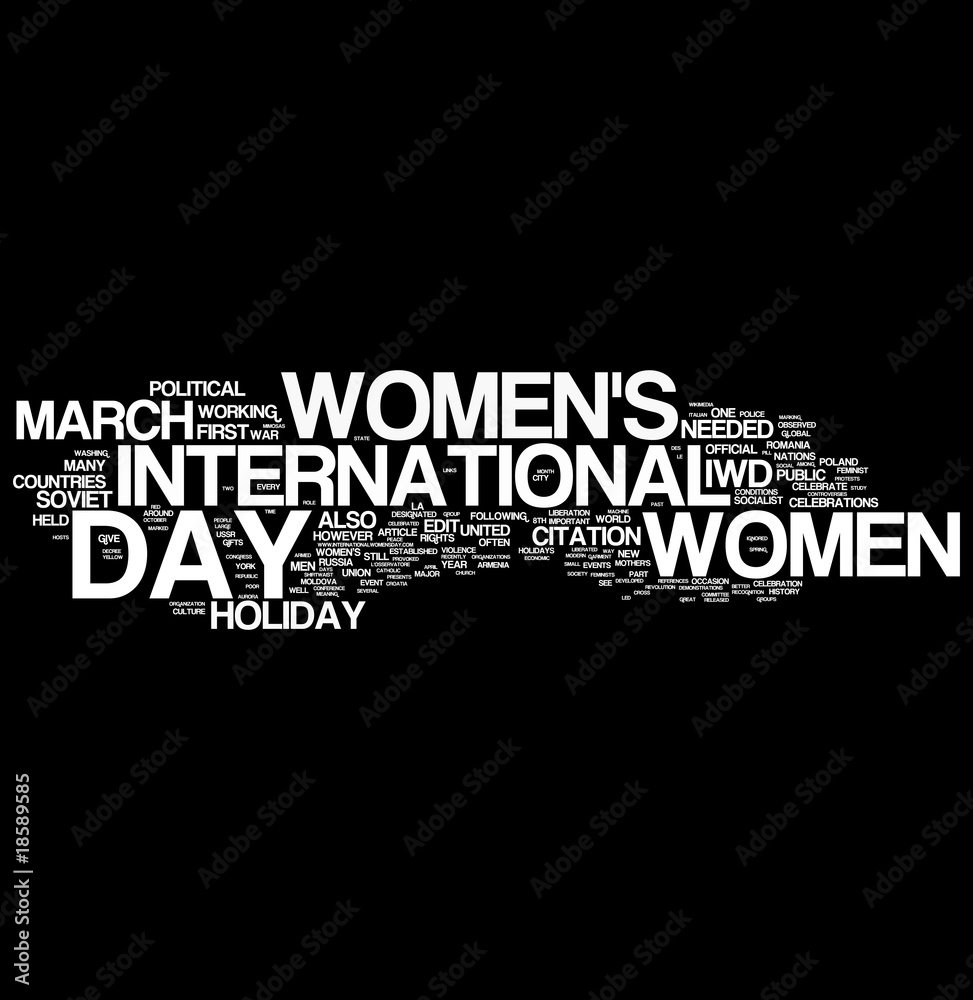 women day word collage on black background