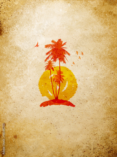 tropical island on the wall