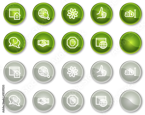 Internet communication web icons green and grey  buttons series