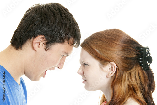 Mixed-race couple arguing