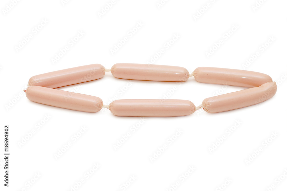 Fresh sausages isolated on white background Fresh sausages isolated on white background