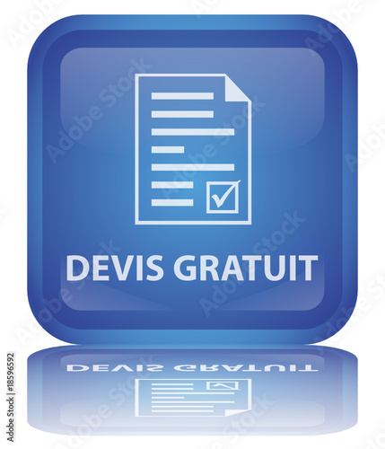 Bouton " Devis Gratuit " (carré - brillant - vecteur - reflet)
