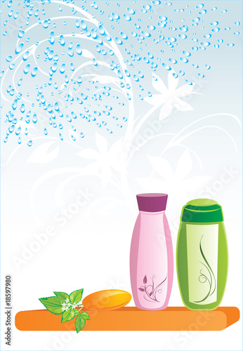 Drops of water and set for bathing. Vector