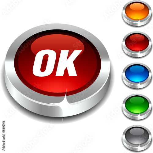 Ok 3d button set. Vector illustration