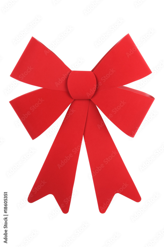 Big Red Christmas Bow White Isolated Background Big Red Christmas Bow White Isolated Background
