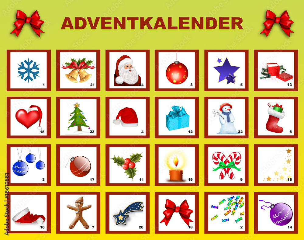 Adventkalender mit Zahlen Stock-Illustration | Adobe Stock