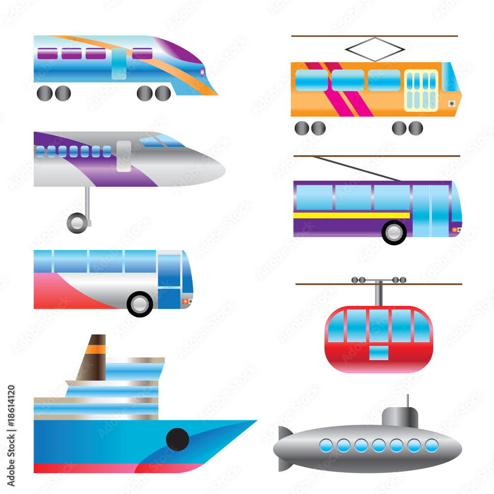 different types of transportation icons - Vector icon set
