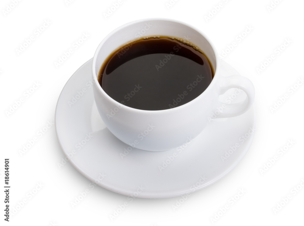Porcelain cup with coffee on white background Porcelain cup with coffee on white background