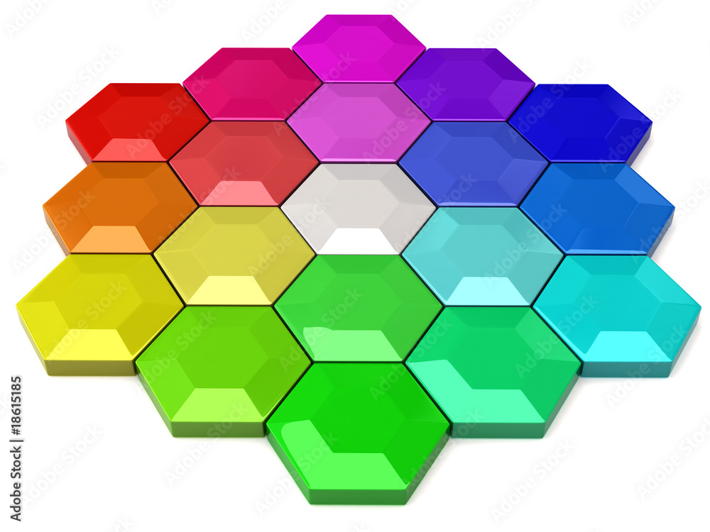 Hexagonal color wheel Hexagonal color wheel