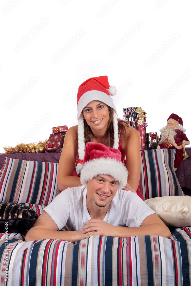 Fototapeta premium Couple bedroom Xmas morning