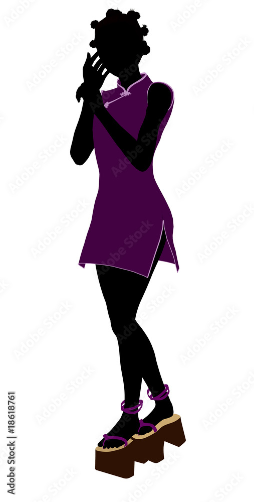 African American Geisha Girl Illustration Silhouette African American Geisha Girl Illustration Silhouette