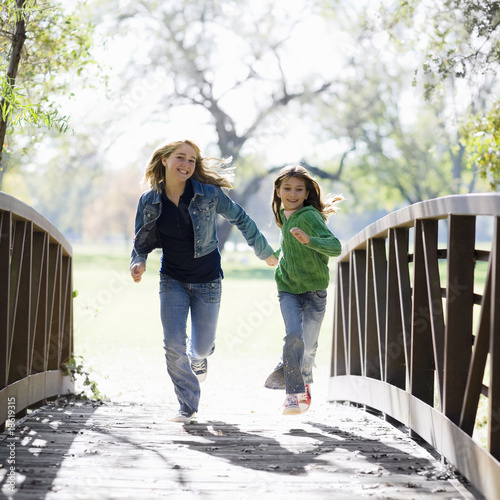 Young Girls On Bridge
