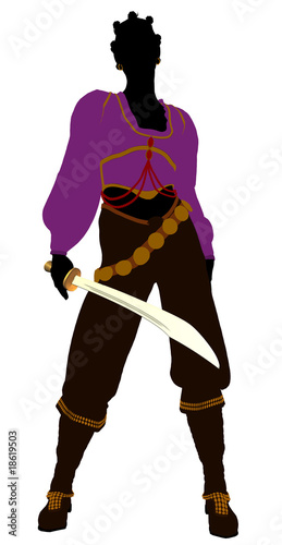 African American Female Pirate Silhouette