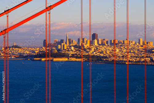 Golden Gate Bridge and San Francisco at sunset