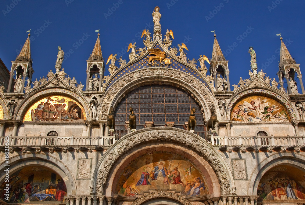 Saint Mark's Basilica Details Statues Mosaics Venice Italy