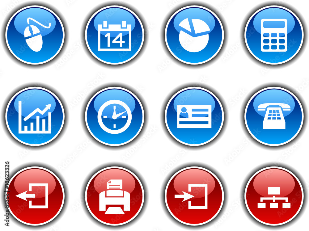 Office button set. Vector illustration. Office button set. Vector illustration.