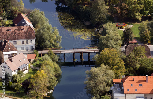 Wooden bridge from above.