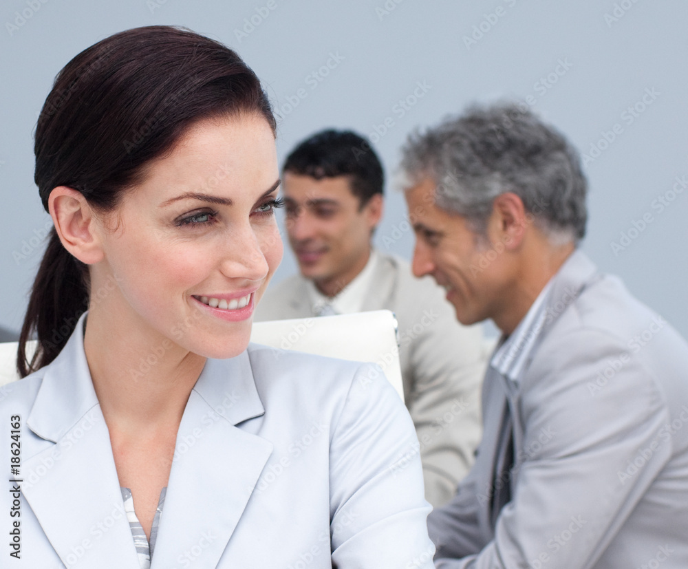 Portrait of a beautiful businesswoman in a meeting Portrait of a beautiful businesswoman in a meeting