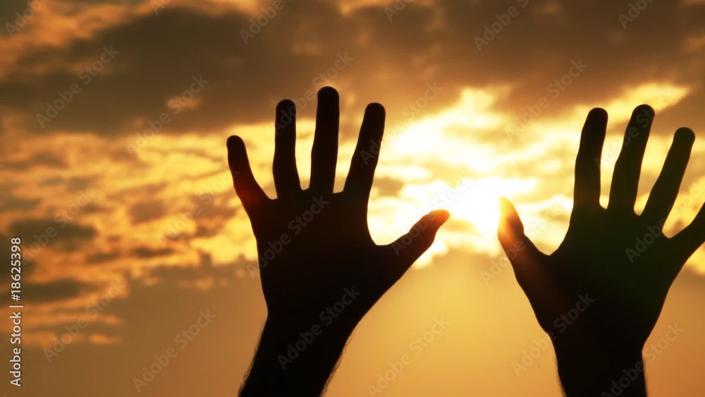 Silhouette of a hands against the sun Silhouette of a hands against the sun