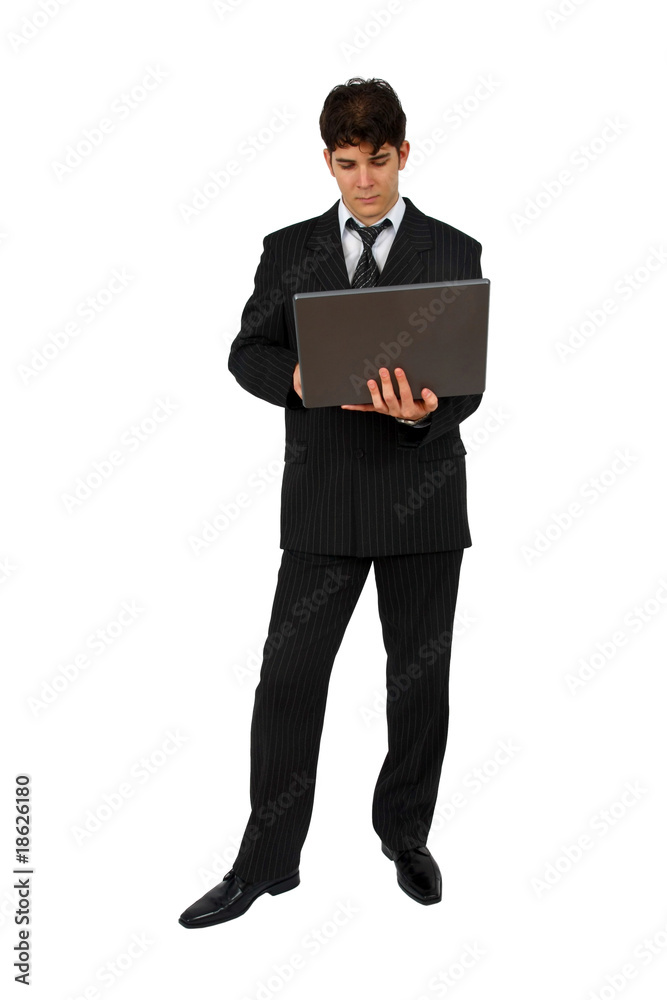 Successful business man working with laptop Successful business man working with laptop