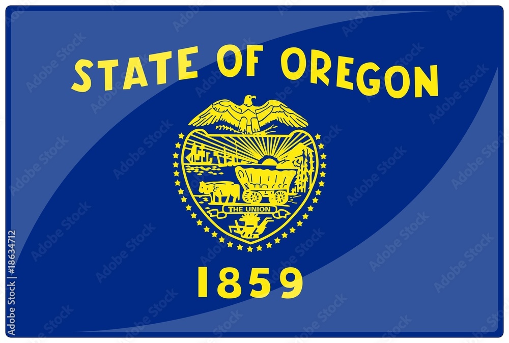 Naklejka premium drapeau glassy oregon flag