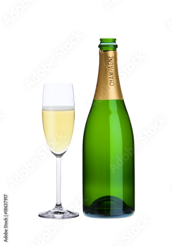 Champagnerflasche und Glas