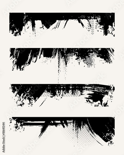 Set of grunge edges. Vector illustration in black color.