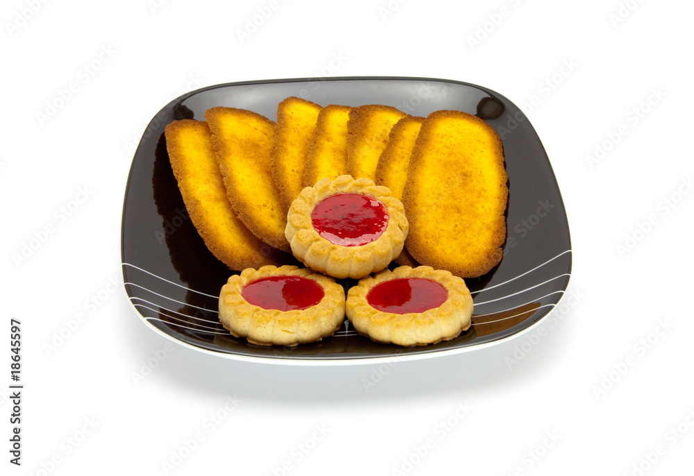 Plate of cookies isolated on a white background Plate of cookies isolated on a white background
