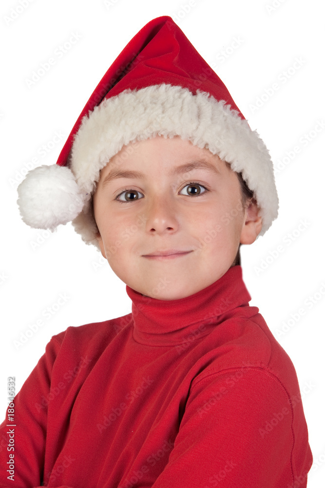 Adorable boy with santa hat Adorable boy with santa hat