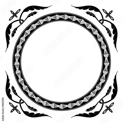 Floral-style round frame ornament