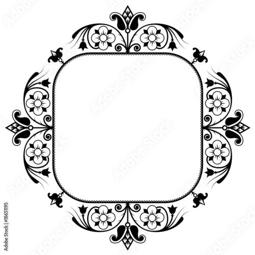 Floral-style square frame ornament