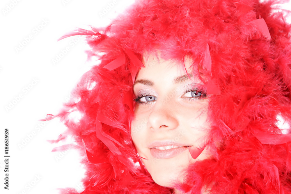 Beautiful  woman with red wig