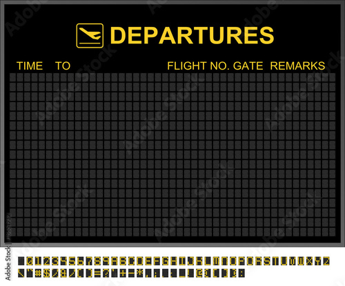 Empty International Airport Departures Board photo