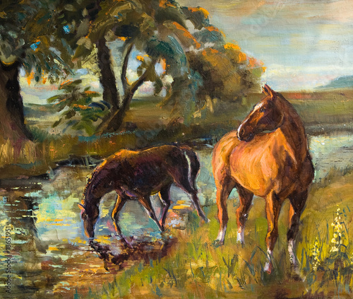 horse to water, picturesque   Paintings © liliya kulianionak