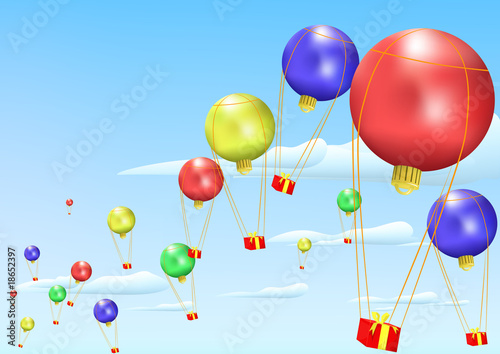Christmas balls in sky