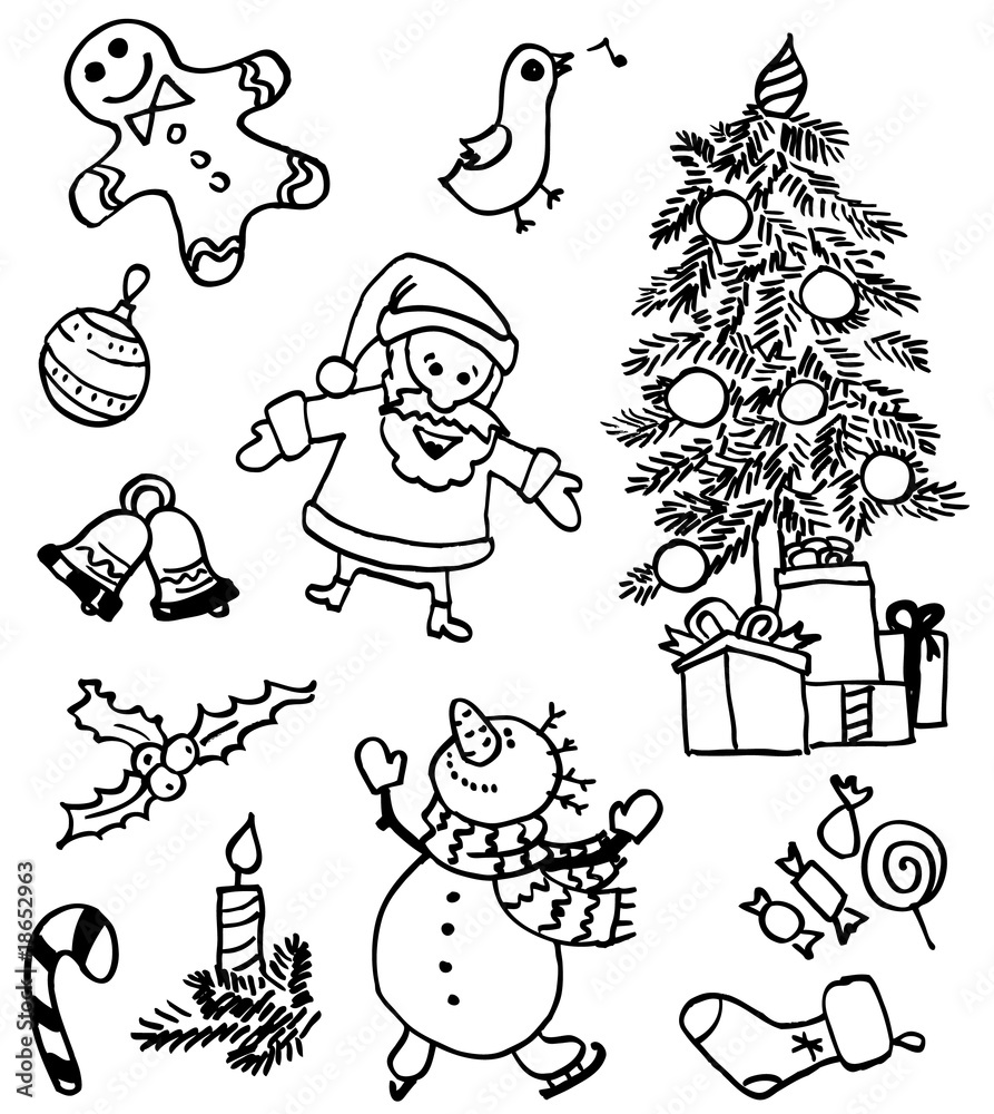 Set of Christmas doodles