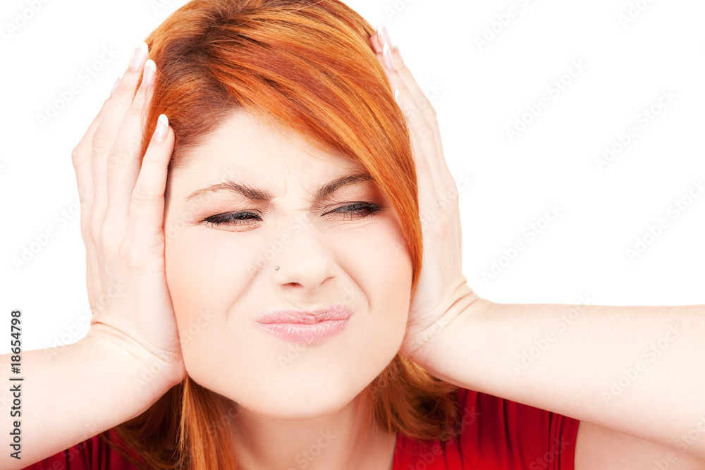 Fototapeta premium unhappy redhead woman